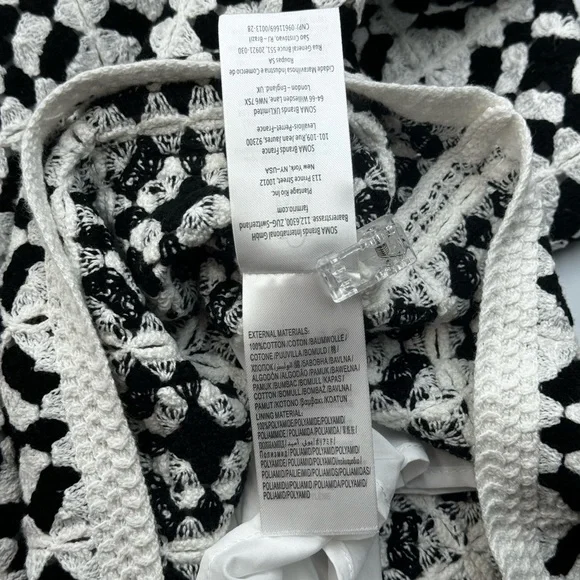 🆕 FARM Rio 🧿 NWT Patch Crochet Black & White Monochrome Mini Dress - Size L - Picture 16 of 16